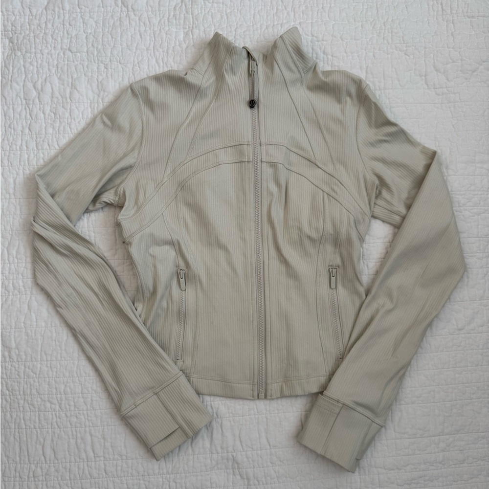 Lululemon Cropped Define Jacket *Ribbed Nulu in Bone Radiate Transparent Foil